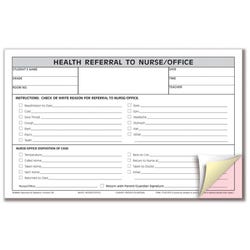 Image for Hammond & Stephens 3 Parts Carbonless Nurse/Office Referral Form, 5 X 8 Inches, Pink, Canary, White, Pack of 100 from School Specialty