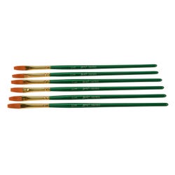 Sax Optimum Golden Synthetic Taklon Short Handle Brushes, Flat, 1/4 Inch, Pack of 6, Item Number 1567603