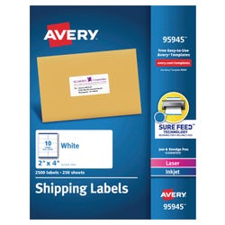 Avery Bulk Shipping Labels, 2 x 4 Inches, White, Pack of 2500, Item Number 1597364