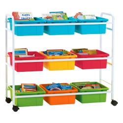 Image for Copernicus Book Browser Cart with Vibrant Tubs, White Frame, 40-1/2 x 15-3/4 x 36-1/2 Inches from School Specialty