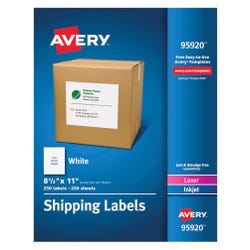 Avery Bulk Shipping Labels, 8-1/2 x 11 Inches, White, Pack of 250, Item Number 1597360