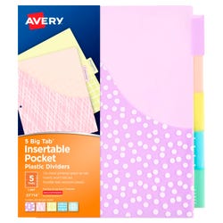 Image for Avery Big Tab Insertable Pocket Dividers, 5 Tab, Assorted Pastel Designs, 1 Set from School Specialty
