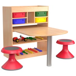 Childcraft STEM Collaboration Table with 4 Assorted Color Flat Trays, 30 x 41-3/4 x 36 Inches, Item Number 2048161