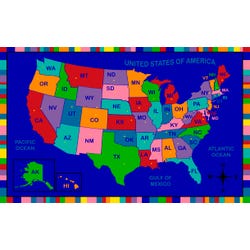 Image for Childcraft ABC Furnishings USA Capital Map Educational Carpet, Rectangle from School Specialty