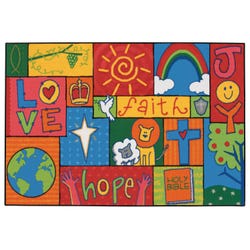 Carpets for Kids KID$Value Inspirational Patchwork Rug, 3 Feet x 4 Feet 6 Inches, Rectangle, Multicolored, Item Number 1568090