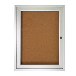 Image for Ghent 1 Door Enclosed Natural Cork Bulletin Board with Satin Frame, 36 x 30 inches from School Specialty