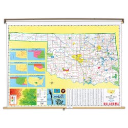 Image for Nystrom Oklahoma Pull Down Roller Classroom Map, 68 x 50 Inches from School Specialty