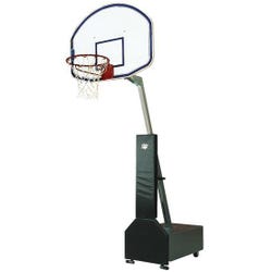 Image for Bison Club Court Portable Basketball System with Fan Shaped Graphite Backboard, 48 x 36 Inch Backboard, Black from School Specialty