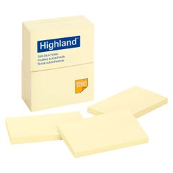 Highland™ Notes, 3 in x 5 in, Yellow, 12 Pads/Pack, Item Number 1434840