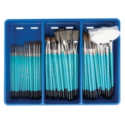 Royal & Langnickel Economy Sable Ceramic Handle Paint Brush Classroom Pack, Assorted Size, Blue, Set of 72 Item Number 409192