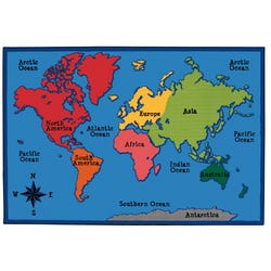 Image for Carpets for Kids KID$ Value World Map Carpet, 4 x 6 Feet, Rectangle, Multicolored from School Specialty
