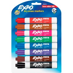 Image for EXPO Low-Odor Dry Erase Markers, Chisel Point, Assorted Colors, Pack of 8 from School Specialty