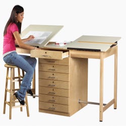 Image for Diversified Woodcrafts 2 Person Drafting Table, 70 x 32-1/2 x 39-3/4 Inches, 6 Drawer, Maple from School Specialty