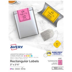 Image for Avery 4331 Easy Peel Color Labels, 2 x 2-5/8 Inches, Assorted Bright Colors, 150 Labels from School Specialty