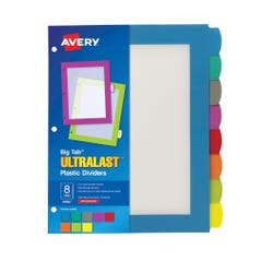 Image for Avery Big Tab Ultralast Plastic Dividers, 8 Tab, Multi-Color from School Specialty