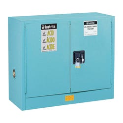 Image for Justrite Corrosives/Acids Safety Cabinet, 17 Gallon, ChemCor Piggyback, Blue, 8917022 from School Specialty