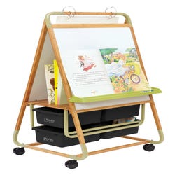 Image for Copernicus Double-Sided Bamboo Teaching Easel with 100% Recycled Plastic Tubs, 30-1/2 x 28-1/2 x 59 Inches from School Specialty