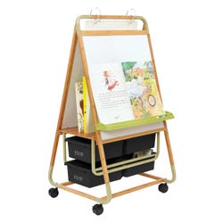Copernicus Double-Sided Bamboo Teaching Easel with 100% Recycled Plastic Tubs, 30-1/2 x 27 x 57 Inches, Item Number 2092378