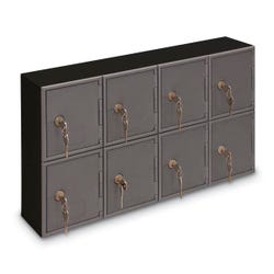 Image for United Visual Products Wood Frame Locker, 8 Door Keyed Lock, Black Frame, Gray Door from School Specialty