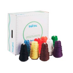 Trait Tex Acrylic Washable Jumbo-Weight Yarn Cone Set, 720 yd Dispenser Box, Assorted Bright Color, 8 oz Cone, Set of 9 413723