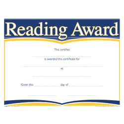 Hammond & Stephens Raised Print Reading Recognition Award, 11 x 8-1/2 inches, Pack of 25, Item Number 2103087