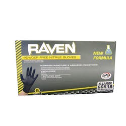 SAS Raven Disposable Latex-Free Powder Free Gloves, Small, Nitrile, Black, Pack of 100, Item Number 1408247