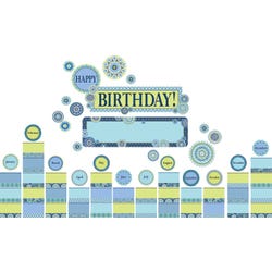 Image for Eureka Blue Harmony Birthday Mini Bulletin Board Set, 8 Panels, 21 x 6 Inches, 61 Pieces from School Specialty