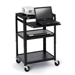 Image for Bretford Adjustable Cart With 4 Inch Casters-Power-2 Laptop Shelves, 24 W X 18 D X 26-42 H, Black from School Specialty