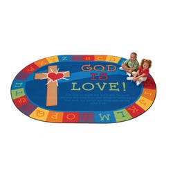 Image for Carpets for Kids KID$Value PLUS God Is Love Learning Carpet, 6 x 9 Feet, Oval, Multicolored from School Specialty