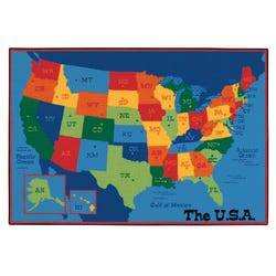 Carpets for Kids KID$Value PLUS USA Map Carpet, 8 x 12 Feet, Rectangle, Multicolored, Item Number 1549762