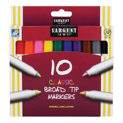 Image for Sargent Art Markers, Broad Tip, Assorted Colors, Set of 10 from School Specialty