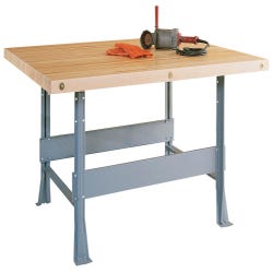 Diversified Woodcrafts 2 Station Workbench with 2 Doors and Vise, 64 x 28 x 31-1/4 Inches, Maple 1135484