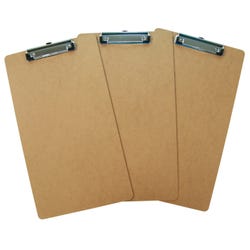 Image for School Smart Masonite Clipboard, 9 x 15-1/2 Inches, Low Profile Clip, Legal Size, Brown, Pack of 3 from School Specialty