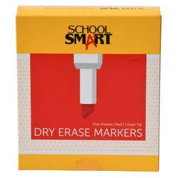 Image for School Smart Dry Erase Markers, Chisel Tip, Low Odor, Red, Pack of 12 from School Specialty