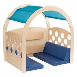 Childcraft Reading Nook, Green/Blue Canopy with Blue Cushions, 49-1/2 W x 37 D x 50 H in, Item Number 2006488