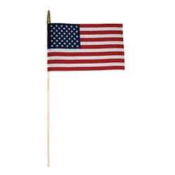 Image for Annin Hand-Held U.S. Flag, White Wood Staff, Gold Spear Tip, 24 L x 36 W in from School Specialty