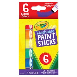 Image for Crayola Washable Paint Sticks, Assorted Colors, Set of 6 from School Specialty
