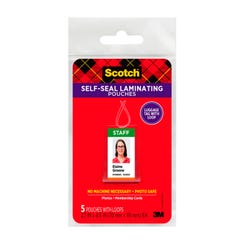 Image for Scotch Self-Sealing Laminating Pouch, 2-3/4 x 4-1/2 Inches, Clear, Pack of 5 from School Specialty