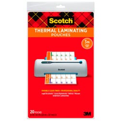 Image for Scotch Thermal Laminating Pouch, 8-9/10 x 14-2/5 Inches, 3 mil Thick, Pack of 20 from School Specialty