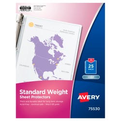 Image for Avery Standard Weight Sheet Protectors, 8-1/2 x 11 Inches, Diamond Clear, Pack of 25 from School Specialty