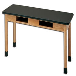 Classroom Select Science Table with Book Compartments, ChemGuard Top, 54 x 24 x 30 Inches, Oak, Black, Item Number 672465