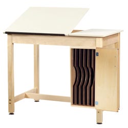 Image for Diversified Spaces Drafting Table, Split Top, 42 x 30 x 39-3/4 Inches, Board Storage, Almond Laminate Top from School Specialty