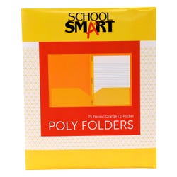 Image for School Smart 2-Pocket Poly Folders with Fasteners, Orange, Pack of 25 from School Specialty