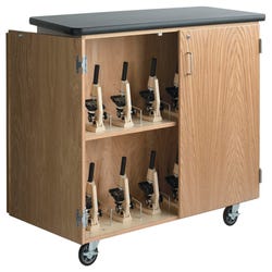 Image for Diversified Spaces Mobile Microscope Storage Cabinet, 48 x 24 x 40-3/4 Inches, Oak from School Specialty