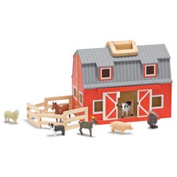 Image for Melissa & Doug Mini Fold and Go Barn, Assorted Animal Figurines, 12 Pieces from School Specialty