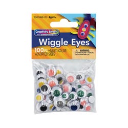 Creativity Street Round Wiggle Eyes, Assorted Colors on White, Set of 100, Item Number 085842