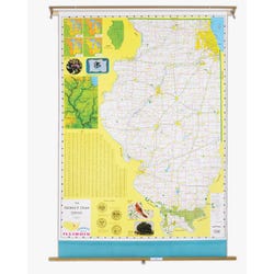 Image for Nystrom Illinois Pull Down Roller Classroom Map, 51 x 68 Inches from School Specialty