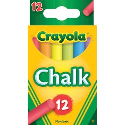 Image for Crayola Non-Toxic Colored Chalk, 3/8 x 3-3/16 Inches, Assorted Colored, Pack of 12 from School Specialty