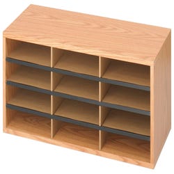 Image for Safco Corrugated Literature Organizer, 12 Compartments, 29 x 12 x 12 Inches, Medium Oak from School Specialty