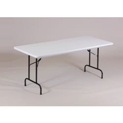 Image for Correll R Counter Folding Table, 72 in L X 30 in W X 36 in, Blow Molded Plastic Top, Gray Granite Top, Black Frame from School Specialty